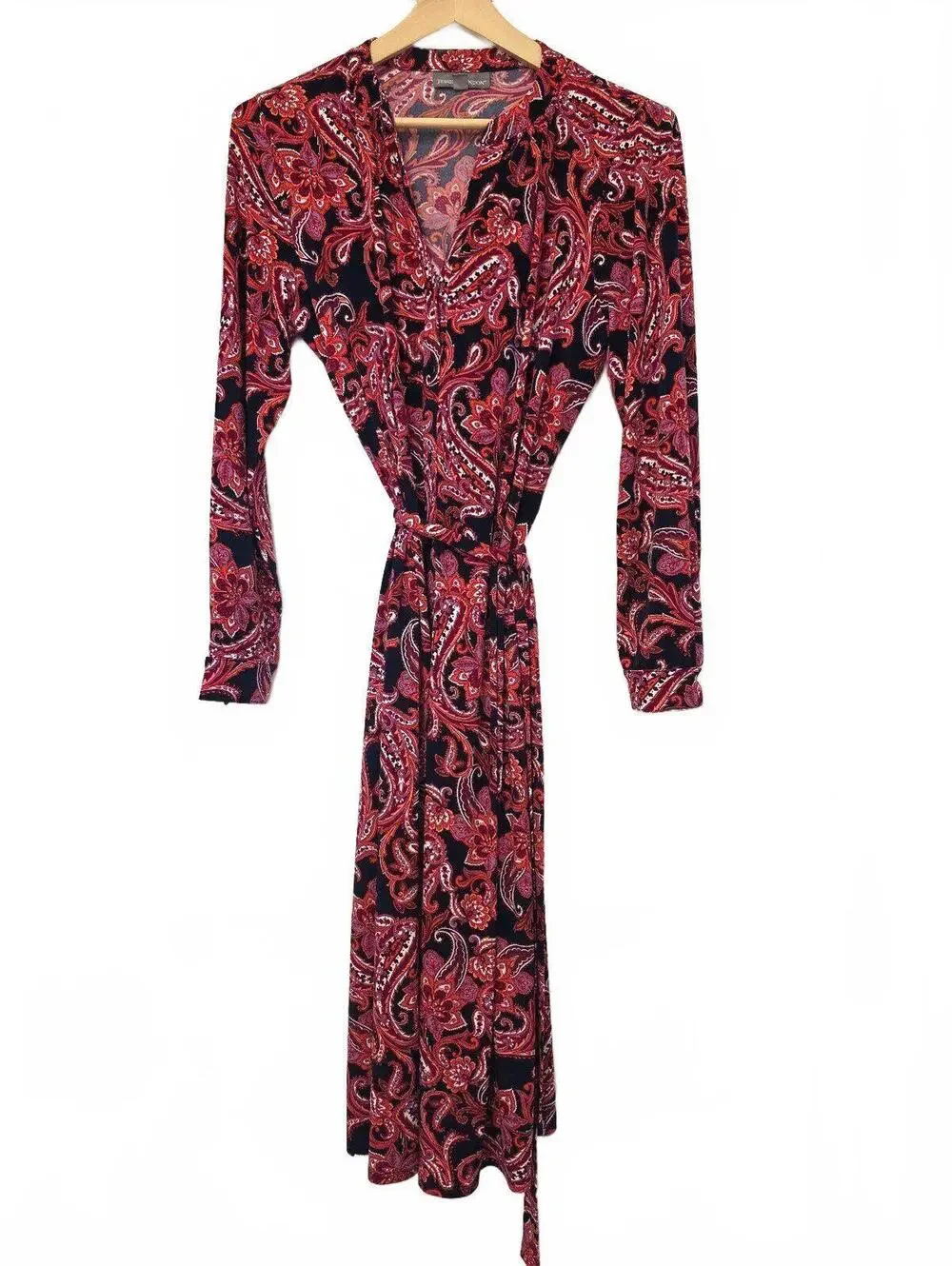 Jessica London knit midi dress featuring paisley red pink black Size 16W NWOT